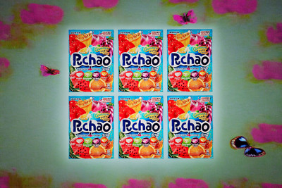 UHA Mikakuto Japan Puchao Chewy Candy 4 Flavor Fruit Soda Mix 3.52oz-Pack of Six
