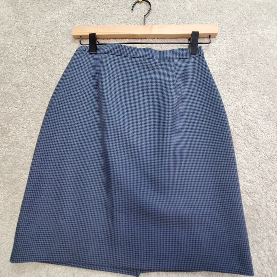 Benetton Hecho en Italia Falda Traje Para Mujer 38 Azul Negro Pata de Gallo Carrera Foto 4 de 4