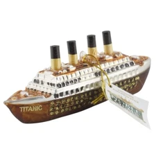 Kurt Adler Noble Gems Titanic Ship Glass Christmas Tree Ornament