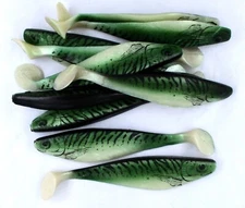 (10) Luck-E-Strike Shad Minnow Swimbait 6" Black & Green Bulk Lot Brand New