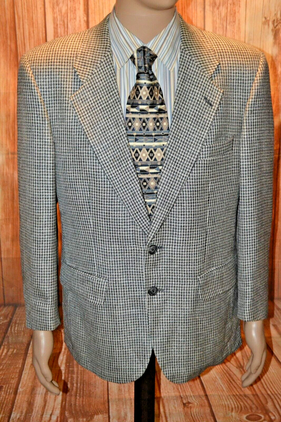 Burberry Men's Houndstooth Black & White 2 Front Button Sports Coat Size 40 thumbnail 2