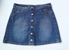 Express Jeans Size 4 Button Front A Line Blue Denim Skirt
