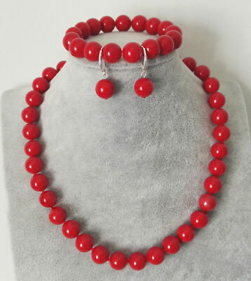 8/10/12mm South Sea Shell Pearl Round Beads Necklace 18'' +Bracelet+ Earrings Set