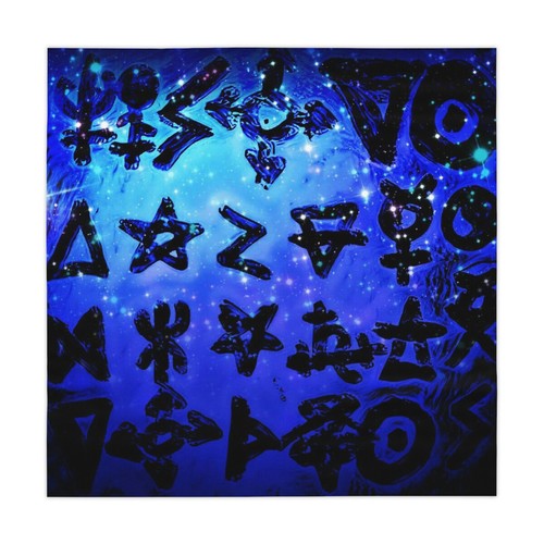 Tablecloth custom designed witchcraft pagan magick symbols blue blue magick - Picture 3 of 6