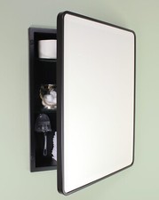 Austin Farmhouse Metal Rounded Rectangle Recessed Bathroom Medicine Cabinet