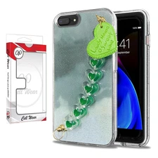For iPhone 6 7 8 Plus Love Heart Wristband Chain Bracelet Case- Green Fusion 