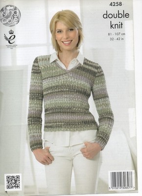 King Cole doppeltes Strickmuster 4258 Drifter DK Cardigan & Pullover 32'' - 42''