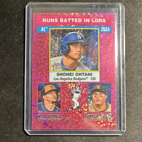 Topps 2025 Heritage Chrome Pink Sparkle RBI LDRS #195 Machado Ohtani Adames