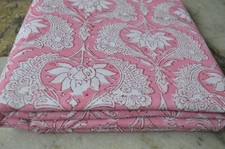 7 Yard Pink White Hand Block 100 Cotton Fabric NO TARRIF CHARGES ZK 397