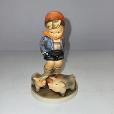 Vintage Hummel Goebel Figurine Farm Boy German Pigs #66 Handpainted Porcelain