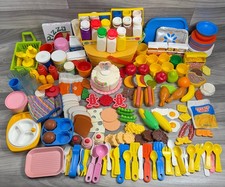 Huge Vintage Fisher Price Fun With Food Dishes Pans Accessories Kitchen Big Lot Huge Vintage Fisher Price Fun With Food Dishes Pans Accessories Kitchen Big Lot