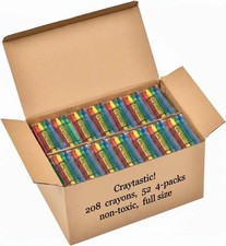 52 Sets of 4-packs in Cello 208 Count Total Bulk Crayons - Large Box of Crayon
