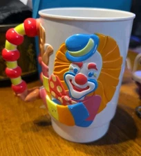 Vintage 1990 Ringling Bros Barnum And Bailey Circus 3D Clown Plastic Mug Cup