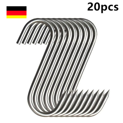 20 Metallhaken S Haken Küchenhaken Fleischerhaken Metall Edelstahl Räucherhaken