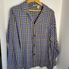 LL Bean Mens Blue Plaid Cotton Pajama Top Shirt L-REG 107923