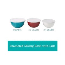 Six (6) Piece ~ Pioneer Woman ~ Enamel on Steel Bowls w/Lids ~ Multicolored (1)