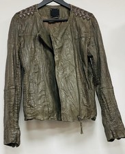 Mein LIEBLING real lether jacket size S to M khaki green creased leather