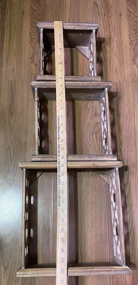 3 Step Wall Style Shelf Wooden boxes Set of three. Brown home Barn Decor ( Read) - Image 3 of 4