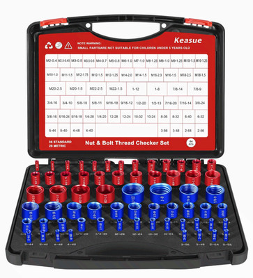 64Pcs Thread Checker Nut & Bolt Gauge Set SAE/Metric for Tight Spaces