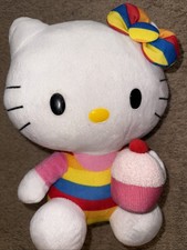 Ty Sanrio Hello Kitty Rainbow Cupcake 12" Stuffed Animal Plush Kids Toys Pretend