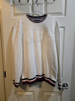 ''Tommy Hilfiger Men's White TONNY Crewneck Sweatshirt XL Red Navy Trim