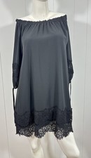 Ann Taylor Loft Black Sheer Lace Off The Shoulder Shift Dress Size XS Casual