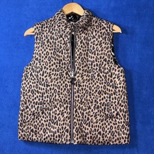 Crewcuts Girls Leopard Black Reversible Puffer Vest XL Reversible