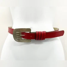 Vintage 1987 80s Gitano Red Belt Silver Buckle Southwestern S M
