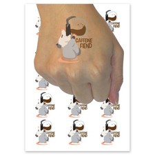 Caffeine Fiend Opossum Coffee Pot Temporary Tattoo Water Resistant Fake Body Art