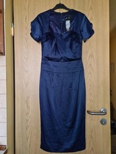 Brand New Holly Wiloughby Coctail Dress Size 6/8 XS Shiny & Silky Navy Blue