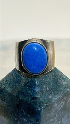 Vintage Sterling Signed Larose Ganadonegro Navajo oval Lapis Lazuli Wide 8.25 