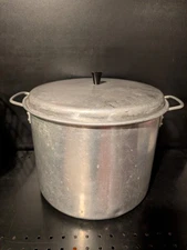 Vtg Mirro Large Aluminum 21 Quart Stock Pot W/ Lid Crafting, Broth, Maple Syrup 