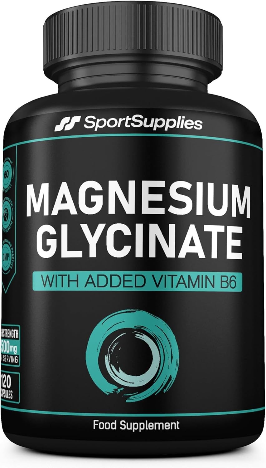 Magnesium Glycinate Supplements 1500mg & Vitamin B6-120 High Strength Capsules