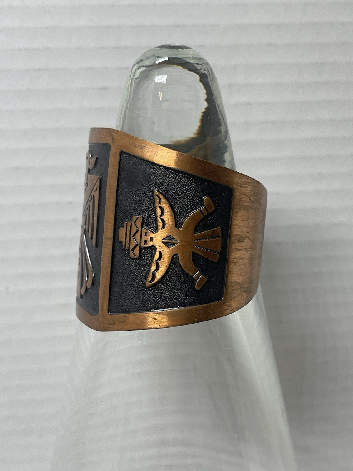 Vintage Solid Copper Thunderbird 2" Wide Cuff Bra… - image 3