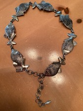 VINTAGE THE LIMITED SILVER TONE HEAVYWEIGHT METAL FISH LINK BELT 36"  GOOD 