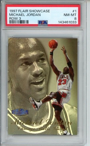 1997-98 Flair Showcase Michael Jordan Row 3 #1 Chicago Bulls HOF PSA 8