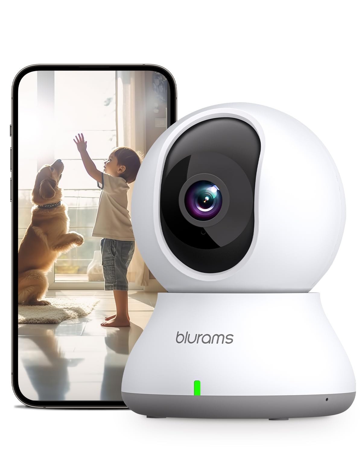 Telecamera blurams Wi-Fi 2K Interno: Sorveglianza 360° e Audio Live