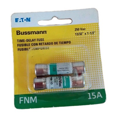 Eaton Bussmann 2 Pak 15 Amp  BP/FNM-15 General Purpose Time Delay Cartridge Fuse
