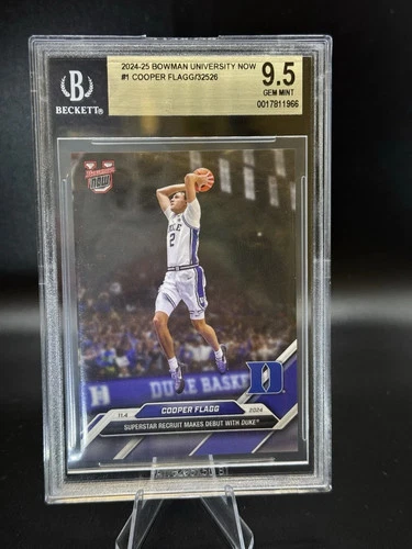 2024-25 Bowman University Now Cooper Flagg #1 Duke BGS 9.5 GEM MINT Rookie RC