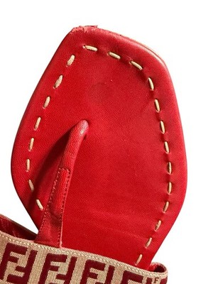 Vtg Fendi Red Zucca Monogram Canvas Sandals 36 | eBay