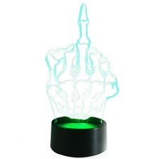 Middle Finger LED illusion Night Light Desk Lamp 7-Color Lighting Touch Switch