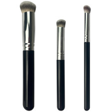 Flawless 3-Piece Kabuki Brush Set for Liquid, Cream Powder Makeup