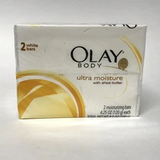 Olay Body ULTRA MOISTURE w/Shea Butter Bar Soap, 4.25oz ea | 2 Pack | NOS Sealed