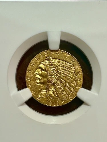 1911-D $2.5 INDIAN HEAD QUARTER EAGLE STRONG D CERT NGC MS60 KEY DATE GOLD COIN