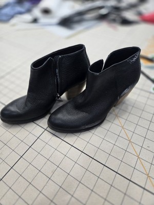 ECCO Women's Black Leather Ankle Bootie Side Zip Round Toe EU 37 
