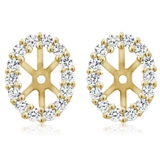 18K Yellow Gold Plated Silver Zirconia Stud Earrings with Removable Jackets For