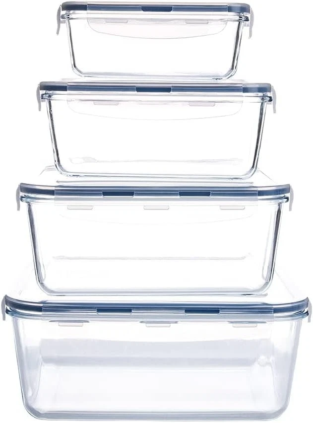 Extra Large Glass Food 29.9cm * 24.5cm * 13.5cm, Blue & Rectangular