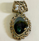 Sterling 925 Silver Vintage Filigree Design Onyx Pendant 13.3 Grams — photo 1