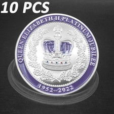10 PCS Queen Elizabeth II Coin 1952-2022 70th Platinum Jubilee Silver Plated