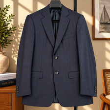 Ermenegildo Zegna Traveller Blazer Men  s 40R Navy Windowpane Subtle 100 Wool